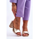 Kesi Women's leather classic slippers gold Loara Cene