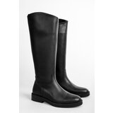 Shoeberry Women's Topaz Black Leather Zipper Boots | shoptok.hr