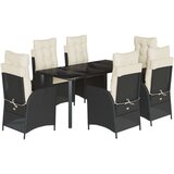 vidaXL 7-dijelni vrtni blagovaonski set s jastucima crni od poliratana | shoptok.hr