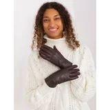 Fashion Hunters Dark brown winter gloves with eco-leather