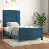 Maison Chic Posteljni okvir - Enojna postelja - Postelja za odrasle brez vzmetnice temno moder 90x200 cm žamet-J7719, (21766898) | Shoptok.si
