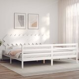  Okvir za krevet s uzglavljem bijeli 200x200 cm od masivnog drva | shoptok.hr