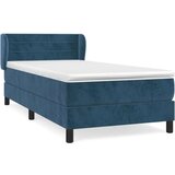 vidaXL Box spring postelja z vzmetnico temno moder 90x190 cm | Shoptok.si