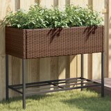  Vrtne sadilice s policom 2 kom smeđe 90 x 40 x 75 cm poliratan | shoptok.hr