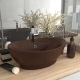  Luksuzni ovalni umivaonik mat tamnosmeđi 58 5 x 39 cm keramički | shoptok.hr