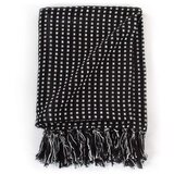  Pamučni pokrivač na kvadratiće 125x150 cm crni | shoptok.hr