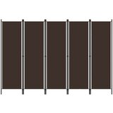 vidaXL Sobna pregrada s 5 panela smeđa 250 x 180 cm Cijene