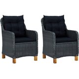 The Living Store Vrtna garnitura z blazinami 3-delna poli ratan temno siva - Vrtna Sedežna Garnitura, (21461012) | Shoptok.si