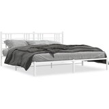 Maison Chic Kovinski Posteljni okvir - Dvoposteljna postelja - Zakonska postelja z vzglavjem bel 200x200 cm, (21692323) Cene
