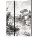  Paravan - Black and White Vintage Landscape - Retro View of a Pond with a Boat 135x172 Akustični | shoptok.hr