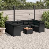vidaXL 10-dijelni set vrtnih sofa s jastucima crni od poliratana | shoptok.hr