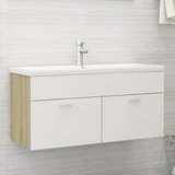 vidaXL Omarica za umivalnik bela in sonoma hrast 100x38,5x46 cm, (20678806) Cene