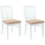  Trpezarijske stolice 2 kom. Čvrsto drvo od gume Bijelo Bijela 50 x 52,5 x 91 cm | Shoptok.si