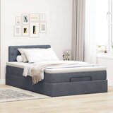 vidaXL Otomanski posteljni okvir z vzmetnico siv 120x190 cm žamet | Shoptok.si