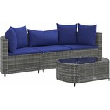  4-dijelni set vrtnih sofa od poliratana s jastucima sivi | shoptok.hr