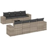 Maison Chic Seti vrtnega pohištva - Vrtna garnitura - Vrtni pohištvo set 9-delna z blazinami sv. siv poli ratan, (21796134) | Shoptok.si