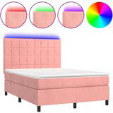 The Living Store Box spring postelja z vzmetnico LED roza 80x200 cm žamet - Box Spring Postelja, (21490749) | Shoptok.si
