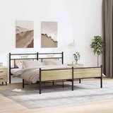 Metalni Kovinski posteljni okvir brez vzmetnice sonoma hrast 183x213 cm, (21829384) | Shoptok.si