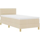  Postelja s škatlastim vzmetenjem z vzmetnico Krem 90x190 cm Tkanina, (22082823) | Shoptok.si