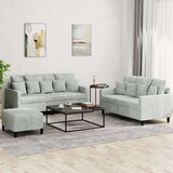 vidaXL Sedežna garnitura 3-delna z blazinami svetlo siv žamet | Shoptok.si