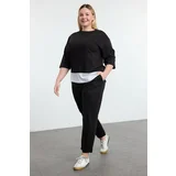 Trendyol Curve Black Knitted Plus Size Top-Bottom Set