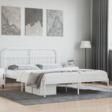 vidaXL Kovinski posteljni okvir z vzglavjem bel 183x213 cm Cene
