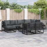 vidaXL Vrtna sedežna garnitura 9 pcs Črna 353 x 141.5 x 71 cm Aluminij | Shoptok.si