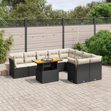 vidaXL 10-dijelni set vrtnih sofa s jastucima crni od poliratana | shoptok.hr