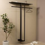 Spinder Design Črn jeklen stenski obešalnik s polico 100 cm Luno Large – | Shoptok.si