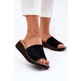 Panto Fino Suede Women's Wedge Slippers Black | shoptok.hr