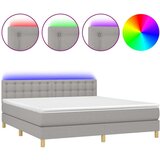  Box spring s madracem LED svjetlosivi 180x200 cm tkanina | shoptok.hr