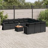  12-dijelni set vrtnih sofa od poliratana s jastucima crni | shoptok.hr