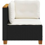vidaXL Kutna vrtna sofa s jastucima crna od poliratana | shoptok.hr