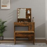  The Living Store Komplet toaletnih mizic z LED lučkami dimljeni hrast - Komplet LED Toaletnih Mizic, (21441846) Cene