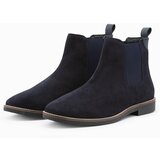 Ombre Men's leather boots - navy blue Cene