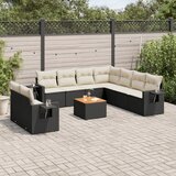 vidaXL 10-dijelni set vrtnih sofa s jastucima crni od poliratana | shoptok.hr