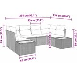  Sjedeća garnitura za vrt 6 kom. Crna poliratan 234 x 154 x 69 cm | shoptok.hr