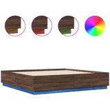 vidaXL Posteljni okvir z LED lučkami rjavi hrast 200x200 cm inž. les, (21094912) Cene