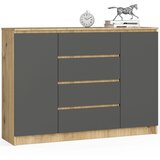 AKORD Komoda, 2 Vrata In 4 Predali, Hrast Artisan/Siva, (5000332104) | Shoptok.si
