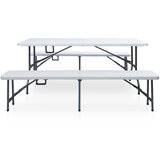  Sklopivi vrtni stol s 2 klupe 180 cm čelik i HDPE bijeli | shoptok.hr