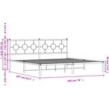  Metalni okvir za krevet s uzglavljem bijeli 193x203 cm | shoptok.hr