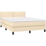  Krevet s oprugama i madracem krem 140x200 cm od tkanine | shoptok.hr