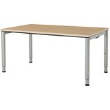 mauser Pravokotna miza, podnožje iz okroglih cevi, VxŠ 650 - 850 x 1600 mm, plošča imitacija javorja, ogrodje aluminijaste barve | Shoptok.si