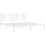vidaXL Kovinski posteljni okvir z vzglavjem bel 200x200 cm, (21111544) Cene