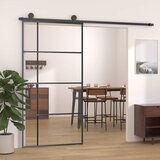  Klizna vrata od stakla ESG i aluminija 102,5 x 205 cm crna | shoptok.hr