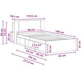  Okvir kreveta s pohranom s uzglavljem Staro drvo 90 x 190 cm | shoptok.hr