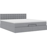  Otomanski krevet s madracem svijetlosivi 200x200 cm tkanine | shoptok.hr