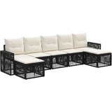 vidaXL Vrtna sedežna garnitura 7 pcs Črna in krem bela poli ratan, (5000270144) | Shoptok.si