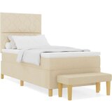 vidaXL Krevet s podnicom s madracem i klupom Krem 90x200 cm Tkanina | shoptok.hr