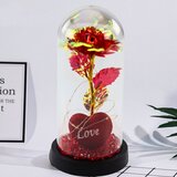 Lean_Toys Večna vrtnica v kupoli z LED osvetlitvijo Srčaste kroglice rdeče 21x11 cm | Shoptok.si